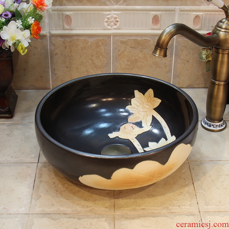 Jingdezhen ceramic art basin trumpet 34-35 night charge on the lavatory basin, art basin basin sink