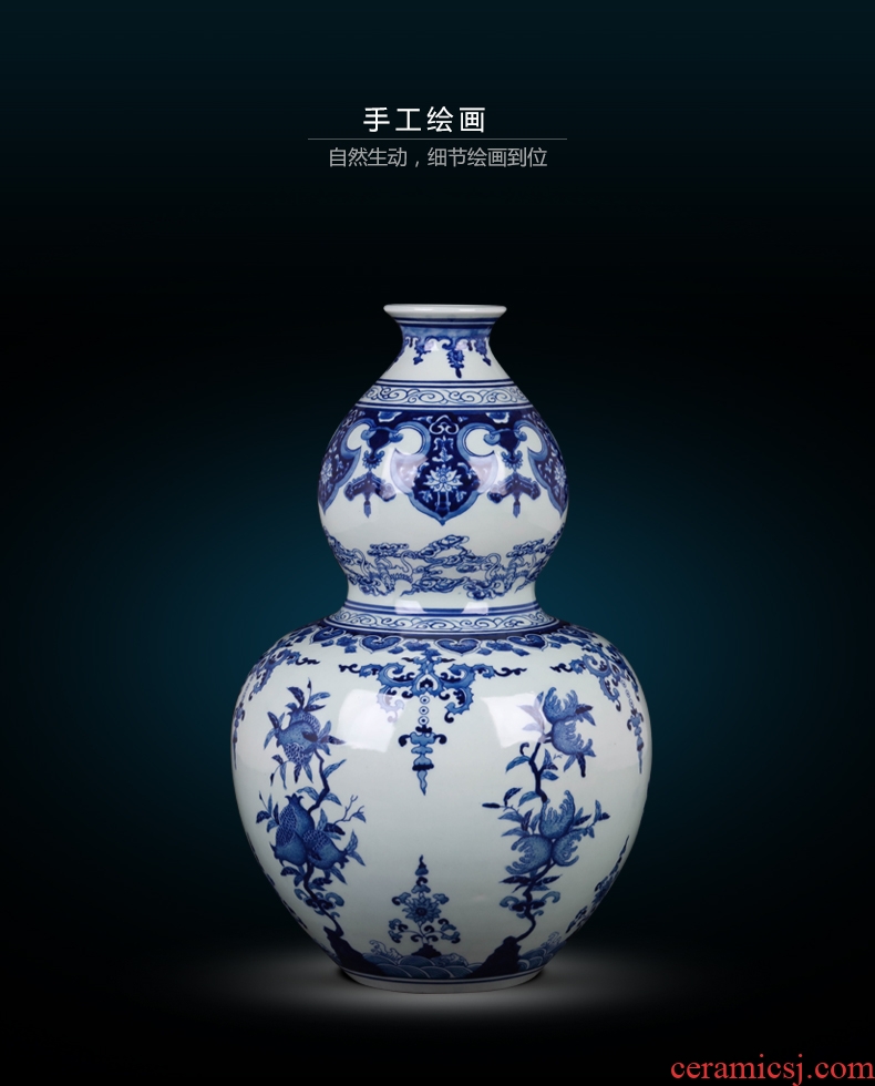 Jingdezhen ceramic hand - made of blue and white porcelain vase sitting room place new porch rich ancient frame of Chinese style household ornaments