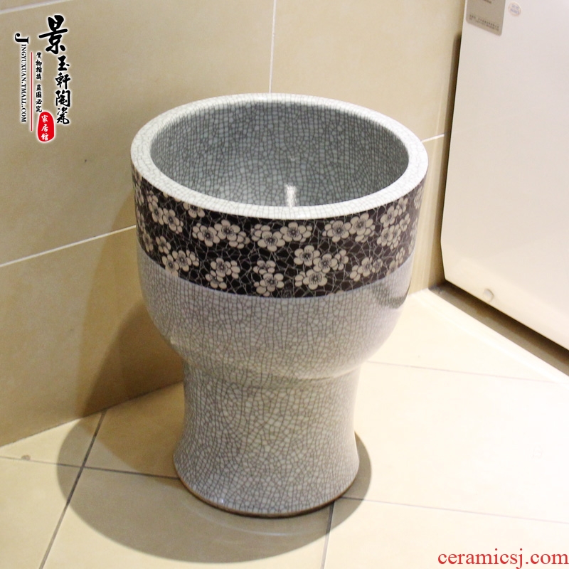 Jingdezhen ceramic 30 - centimeter small crack ice may mop pool mop pool mop bucket under the sink