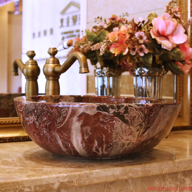 Jingdezhen ceramic stage basin to the lavatory basin art lavabo edge thickening 625 imitation marble 2 wide