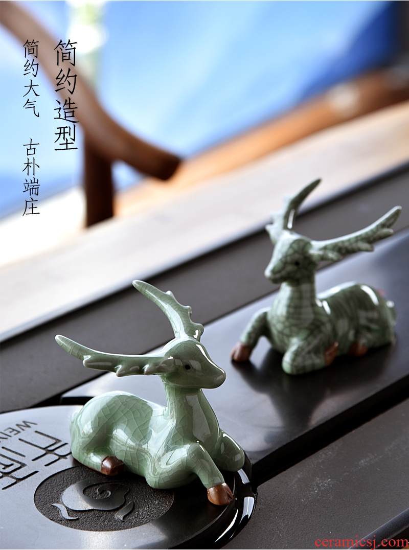 Hong bo acura ceramic deer creative sika deer tea pet deer living room a study desk) base furnishing articles