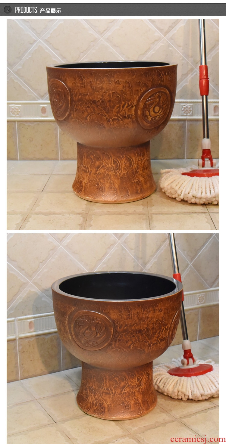 Jingdezhen ceramic mop pool pool sewage pool under one copy Shi Shengxiao mop bucket mop pool
