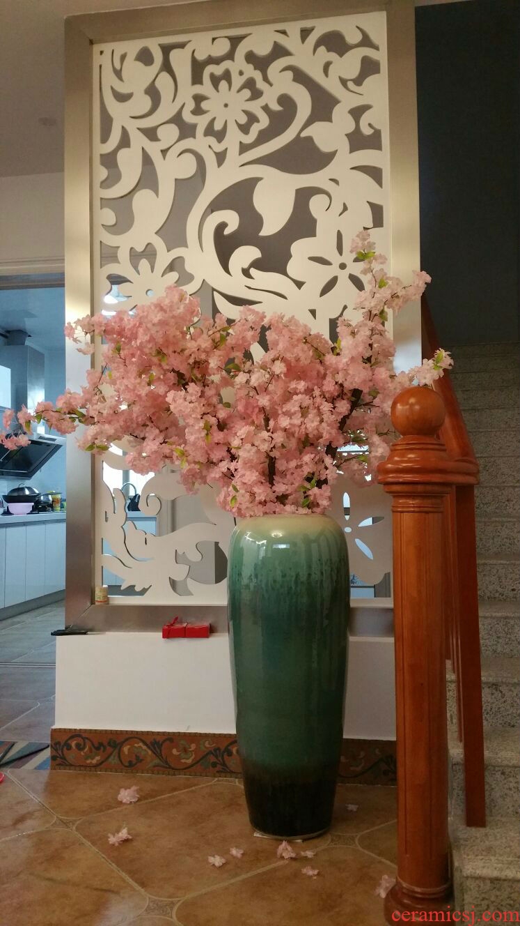 Jingdezhen ceramics of large red vase hotel opening Chinese flower arranging sitting room adornment office furnishing articles - 543535762058