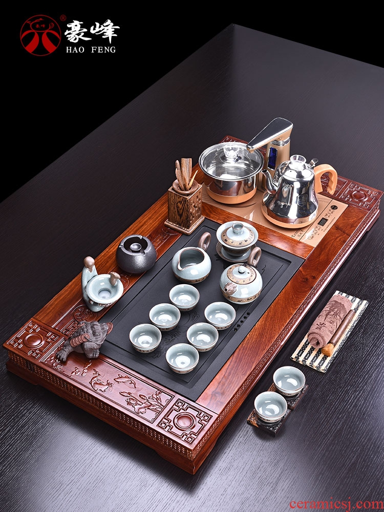 HaoFeng hua limu sharply stone tea tray was kung fu tea set of a complete set of purple sand pottery and porcelain tea sets tea home