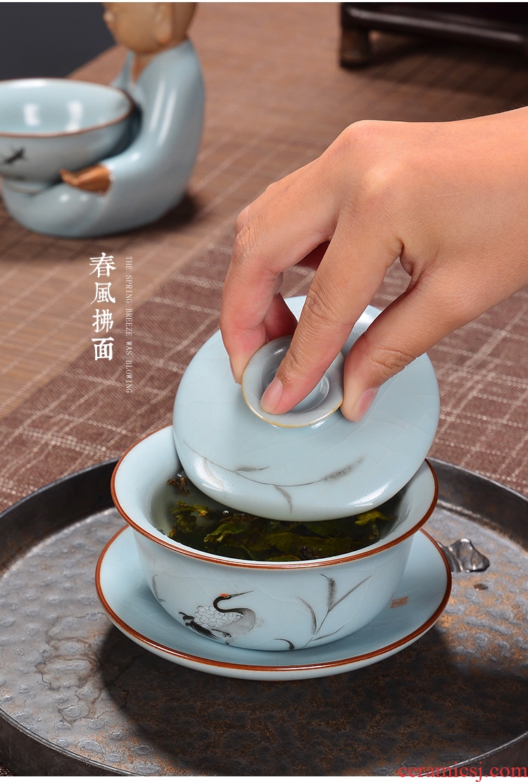 Kung fu tea tureen jingdezhen hand - made your up only three tureen slicing your porcelain worship to use your up tureen specials