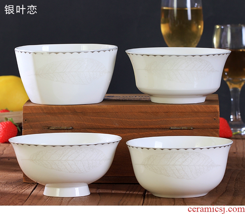 Jingdezhen ceramic bowl household utensils Korean creative contracted ipads porcelain face soup bowl 4.5 inches tall iron bowl