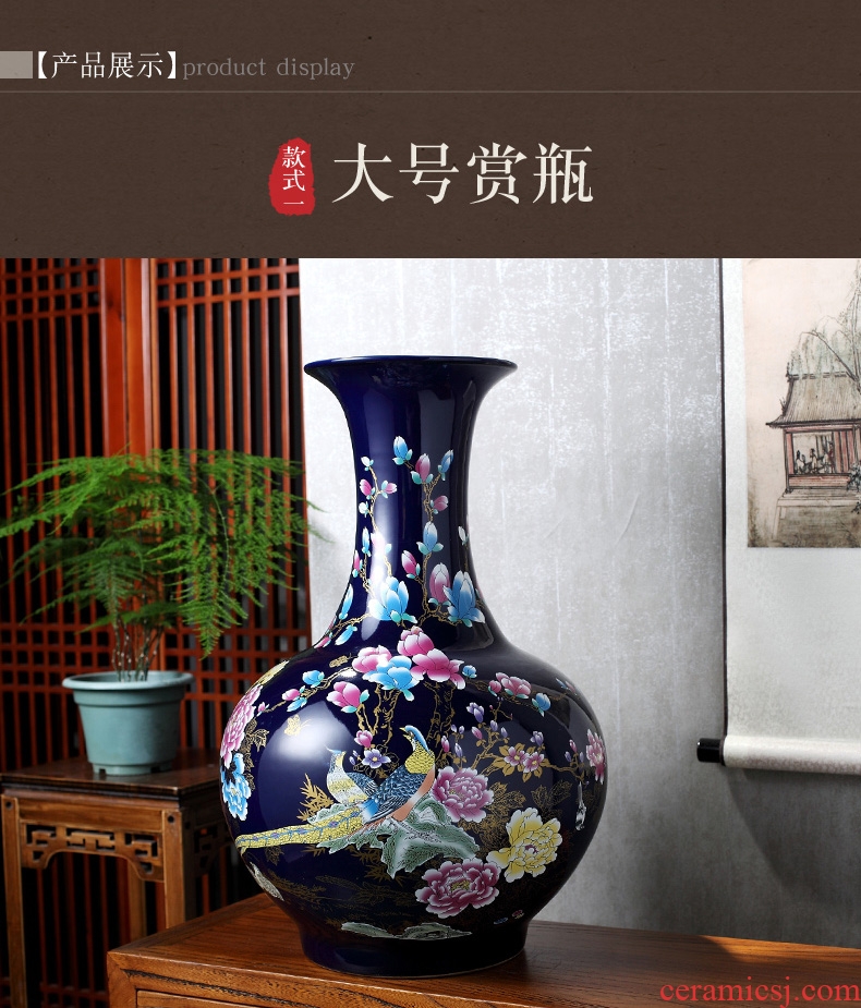 Jingdezhen ceramic hotel villa covers ground vase manual POTS dry flower, flower implement the sitting room is big flower arranging furnishing articles - 557813972344