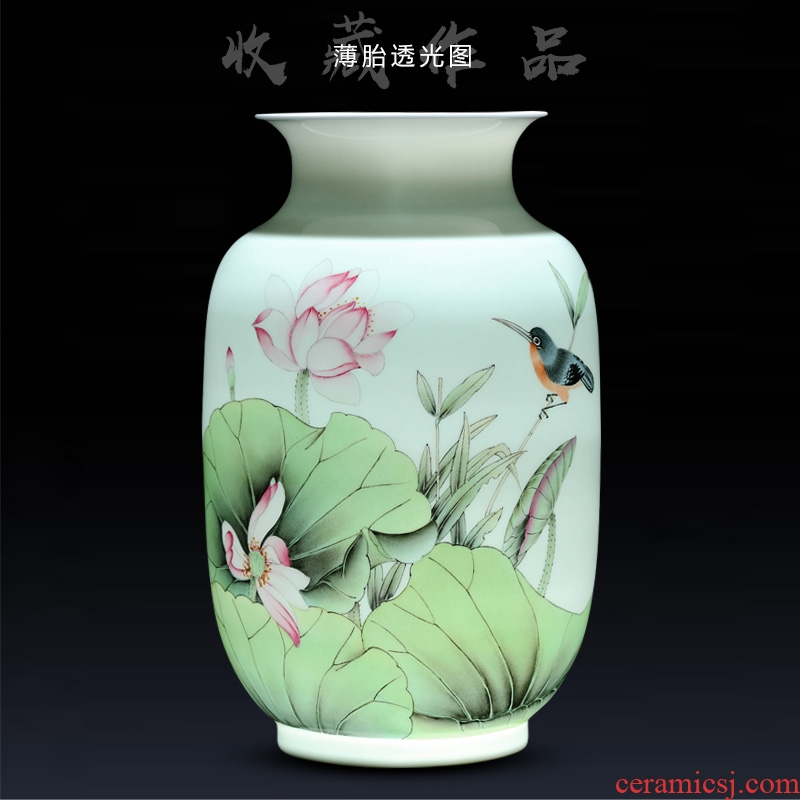 Jingdezhen ceramic home sitting room porch checking porcelain decorative flower vase is placed new Chinese arts and crafts