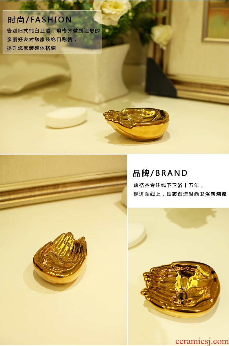 Jingdezhen ceramic art soap box of toilet soap dish place gold bergamot lotus 3977-41 c