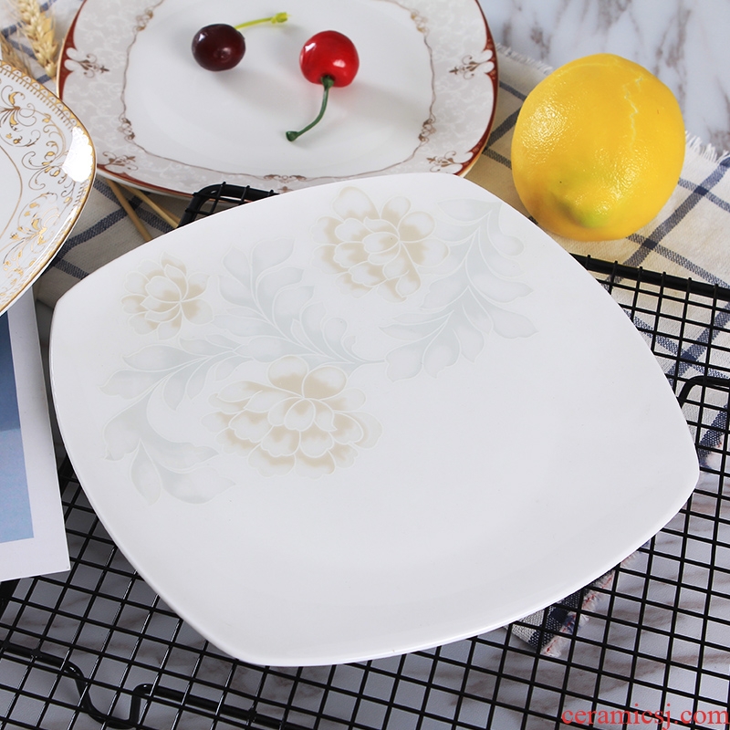Chinese style household jingdezhen ceramic plates 8 inches light dinner plate ipads porcelain plate of fruit snack dishes
