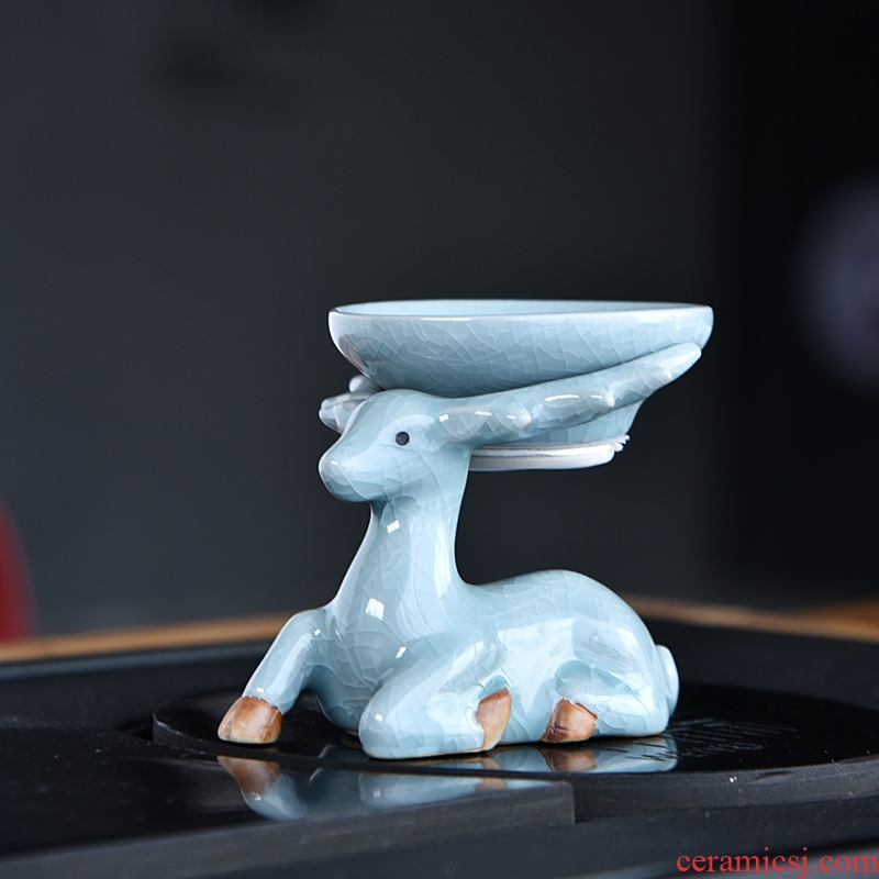 Hong bo acura ceramic deer creative sika deer tea pet deer living room a study desk) base furnishing articles