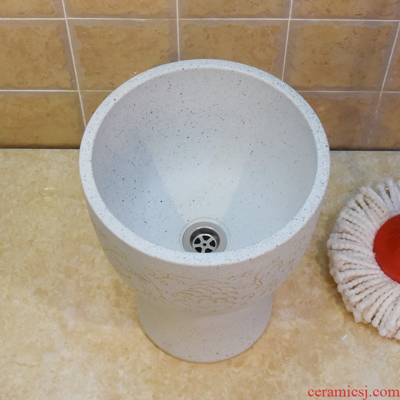 The Mop bucket of jingdezhen ceramic Mop pool pool sewage pool under 30 cm frosted lotus flower