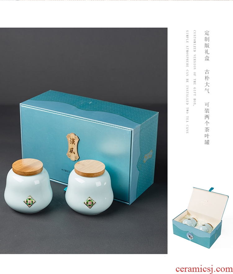Chen xiang tea set longquan celadon sealed ceramic tea caddy fixings box travel warehouse storage tank pu 'er tea pot POTS