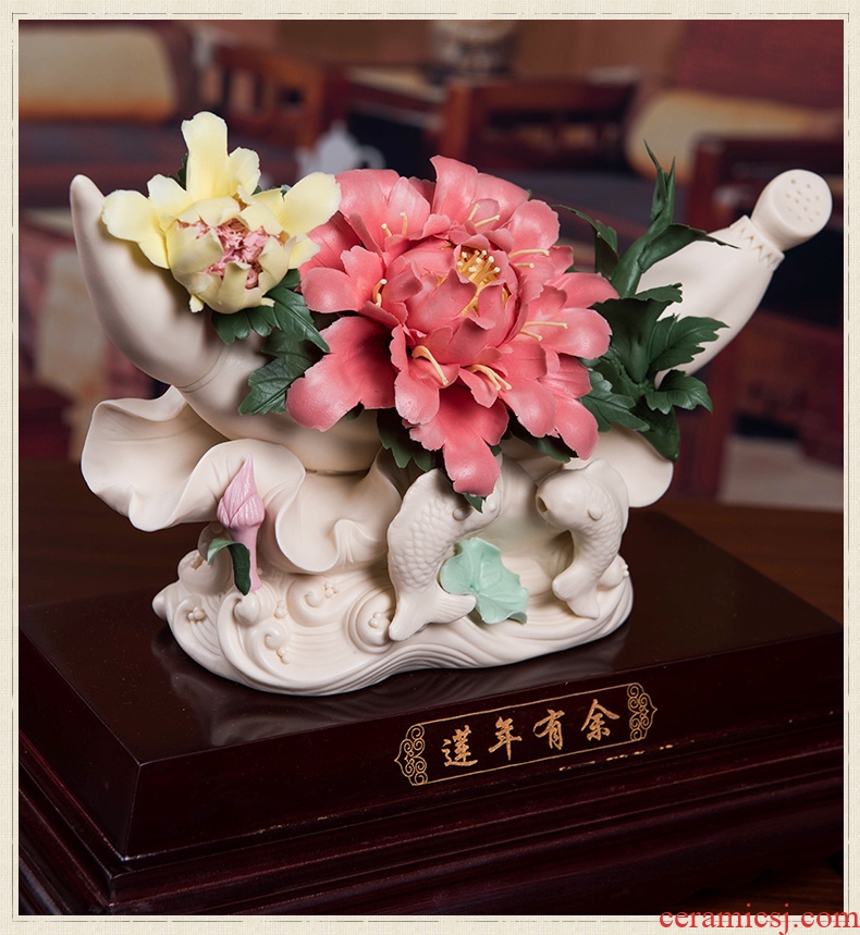Oriental clay ceramic flower crafts its art sitting room appear more auspicious decoration in furnishing articles/lotus D19-40