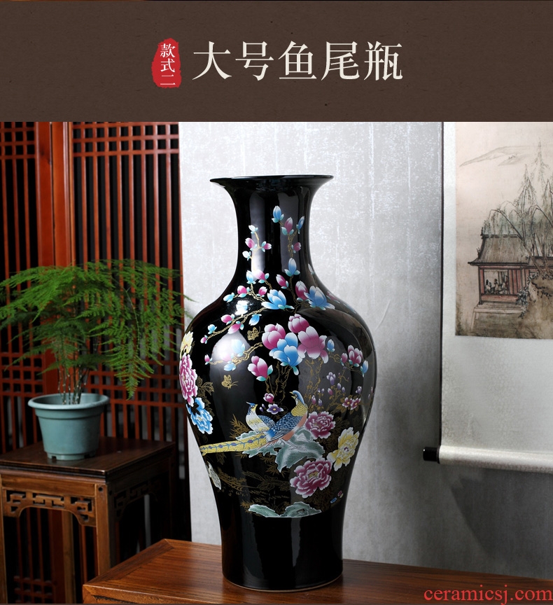 Jingdezhen ceramic hotel villa covers ground vase manual POTS dry flower, flower implement the sitting room is big flower arranging furnishing articles - 557813972344