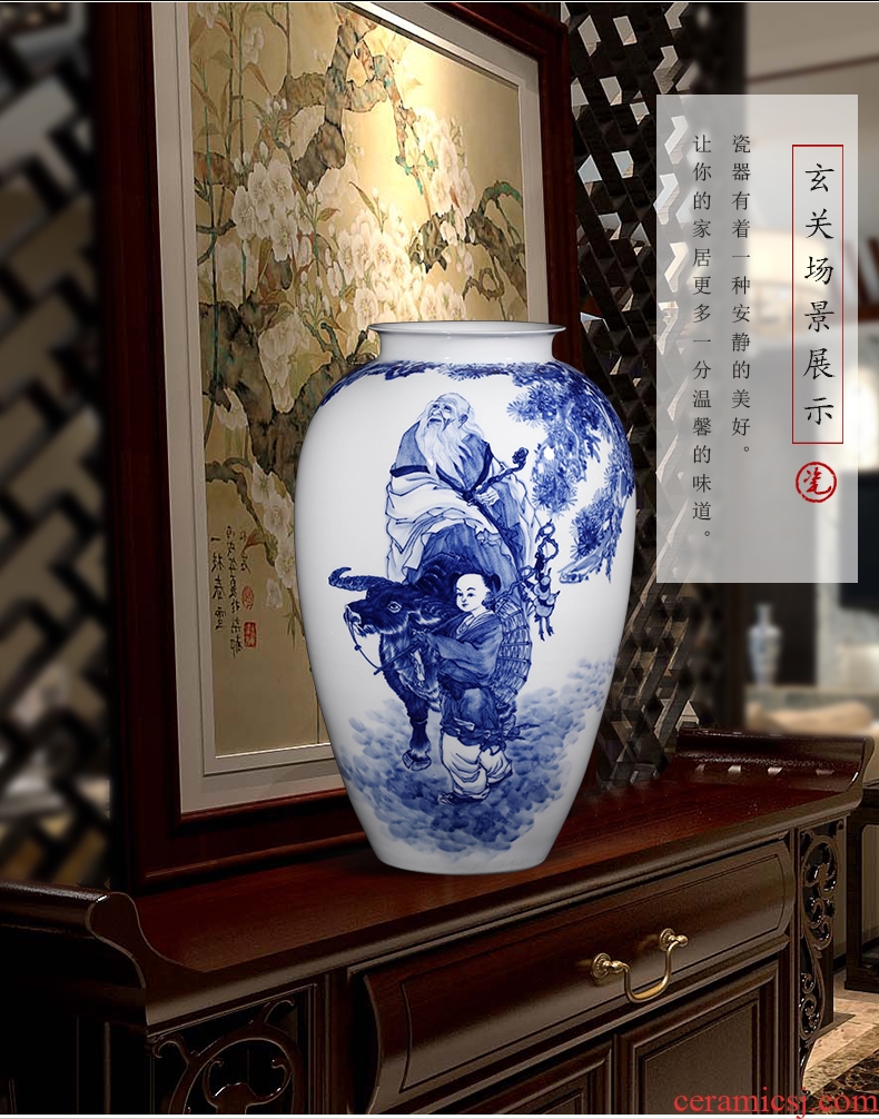 The Master of jingdezhen ceramic hand - made laozi through large blue and white porcelain vases, flower arrangement sitting room home furnishing articles