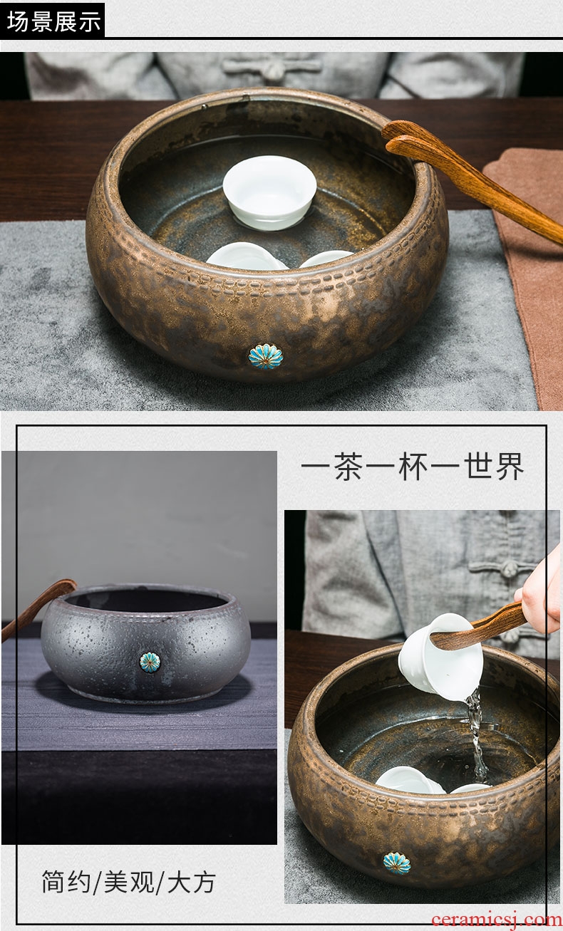 RongShan hall landscape ceramic cloisonne in hot tea to wash to large water jar barrels writing brush washer to use kung fu tea accessories