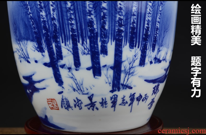 Jingdezhen ceramics China red peony hotel furnishing articles sitting room adornment of large vase - 566619214350