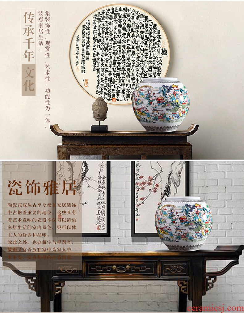 Jingdezhen ceramic big vase furnishing articles hand - made Chinese blue and white porcelain is a sitting room be born heavy adornment hotel decoration - 38820584385