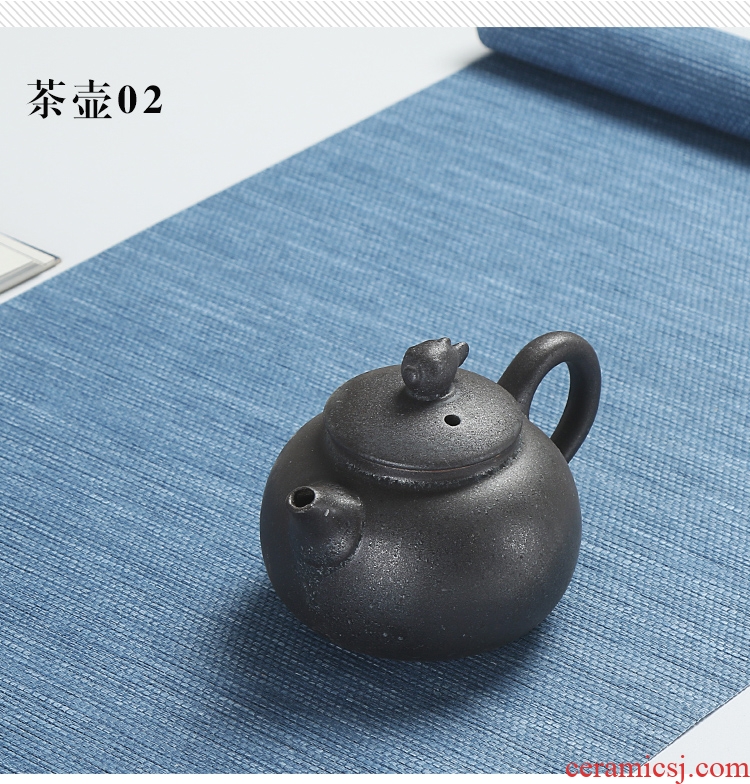 Chen xiang vintage silver spot Japanese checking coarse pottery teapot side put the pot of kung fu tea set ceramic pot teapot