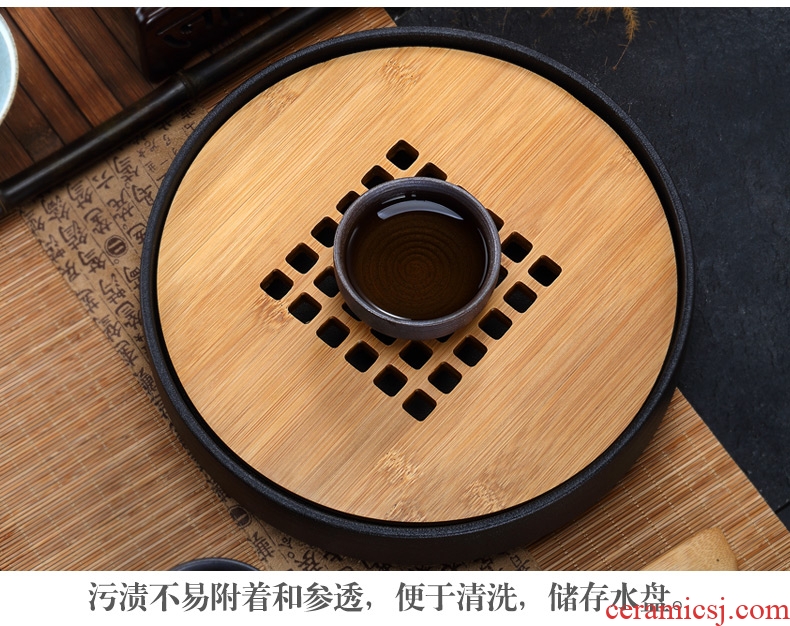 Cloud Cloud Japanese ceramic tea tray saucer dish water household bamboo kung fu tea set circular dry plate of tea table