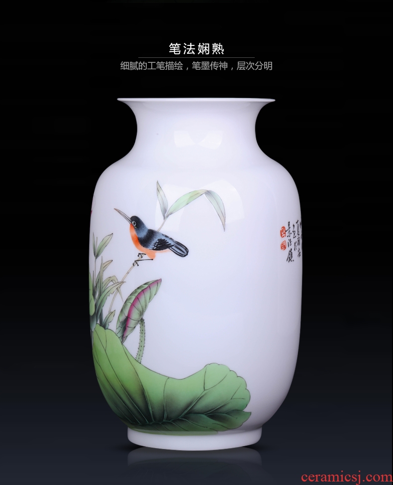 Jingdezhen ceramic home sitting room porch checking porcelain decorative flower vase is placed new Chinese arts and crafts