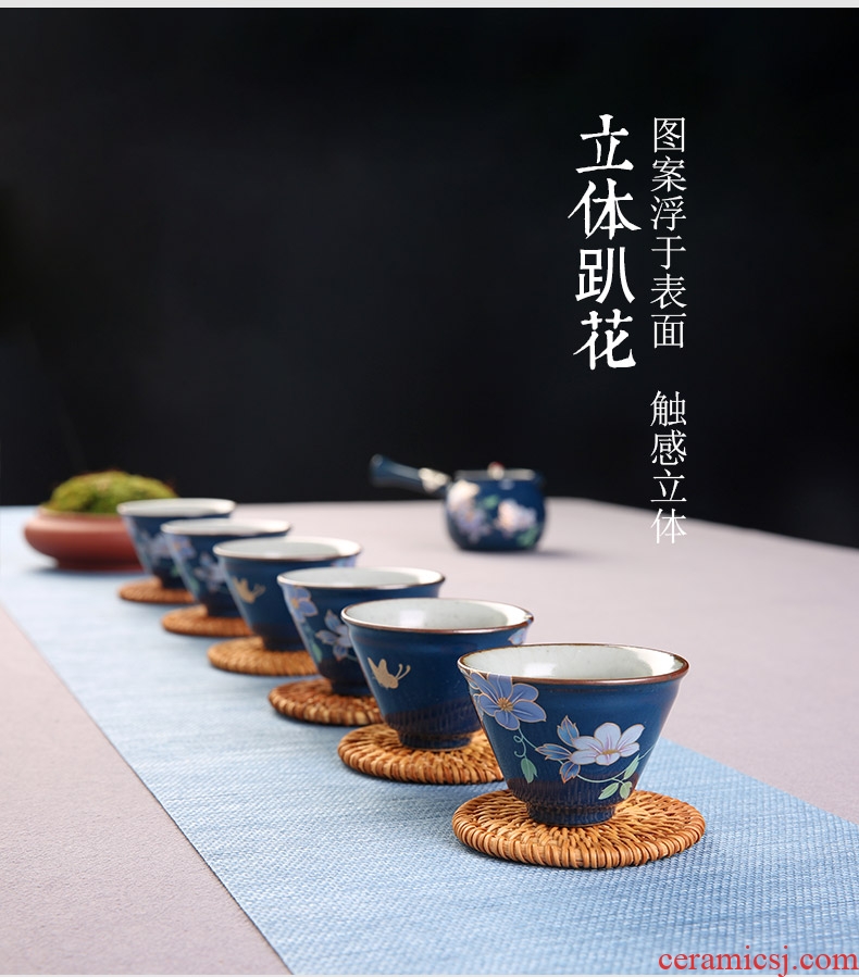 Japanese style restoring ancient ways of ceramic tea set suit household kung fu tea set contracted side put the pot of tea gift box of a complete set of cups