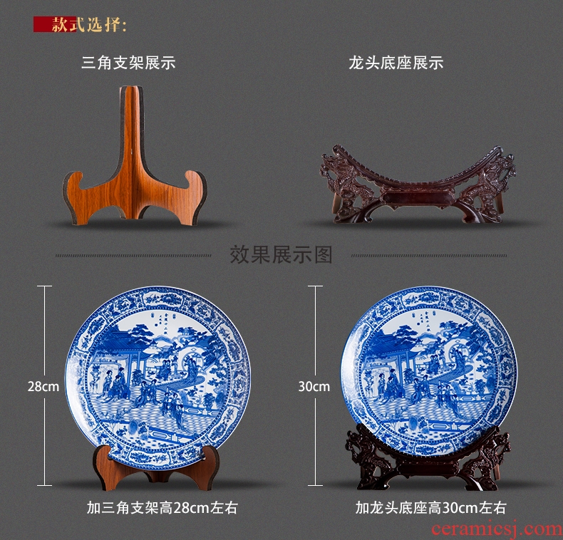 Jingdezhen ceramics furnishing articles home decorations hanging dish handicraft wine blue - and - white twelve gold hair pin decorative plate