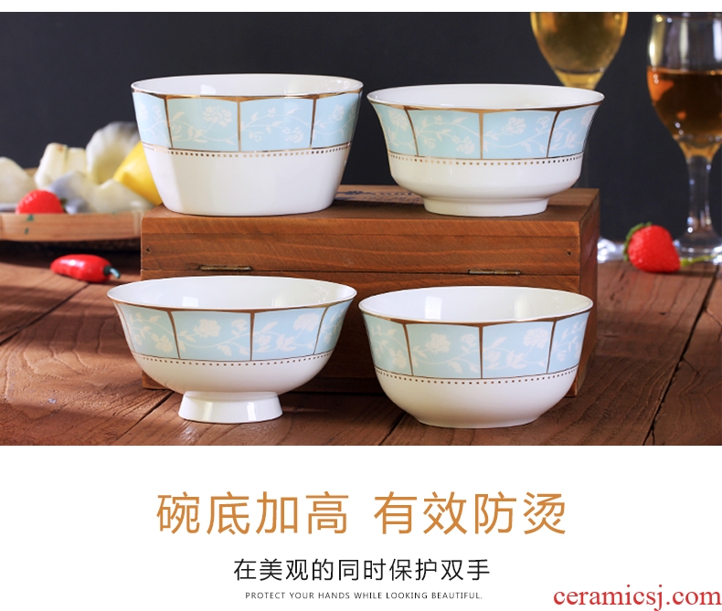 Jingdezhen ceramic bowl household utensils Korean creative contracted ipads porcelain face soup bowl 4.5 inches tall iron bowl