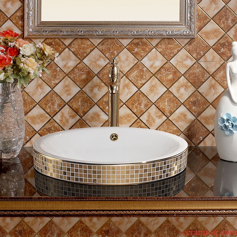 Ceramic undercounter lavabo lavatory art basin on the stage of the basin that wash a face basin to taichung round Mosaic