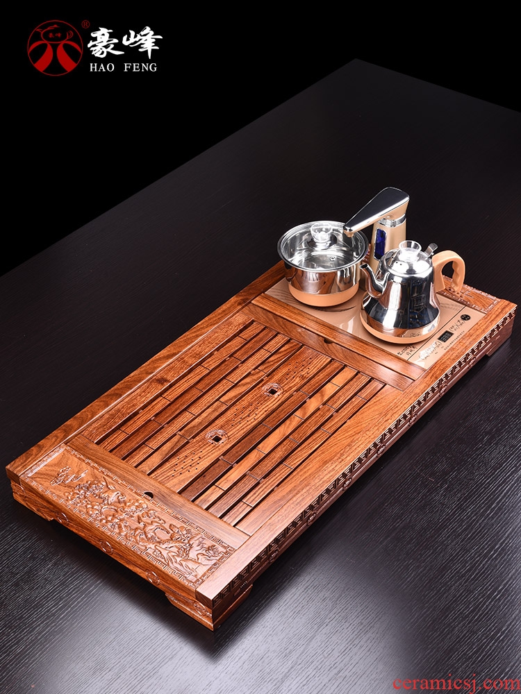 HaoFeng kung fu tea set of a complete set of ceramic tea set automatic four unity hua limu tea tray was suit household electric heating furnace