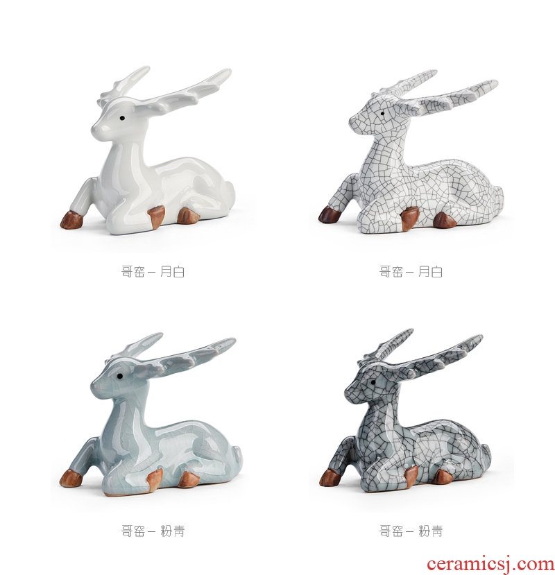 Hong bo acura ceramic deer creative sika deer tea pet deer living room a study desk) base furnishing articles