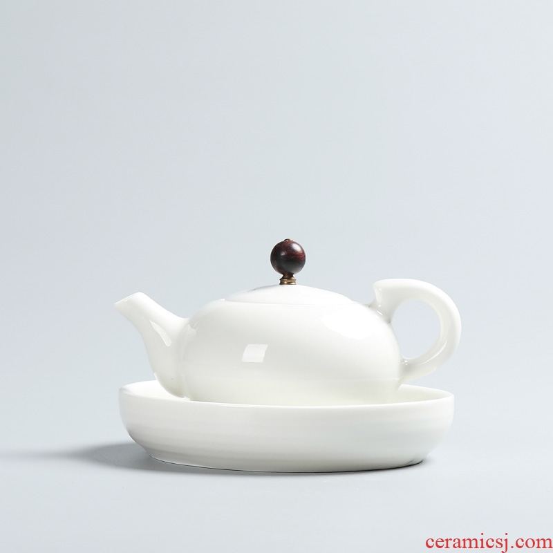 Chen xiang yu, white glazed ceramic teapot with wooden handle, side put the pot of white porcelain single pot of traditional kung fu tea tea gift box