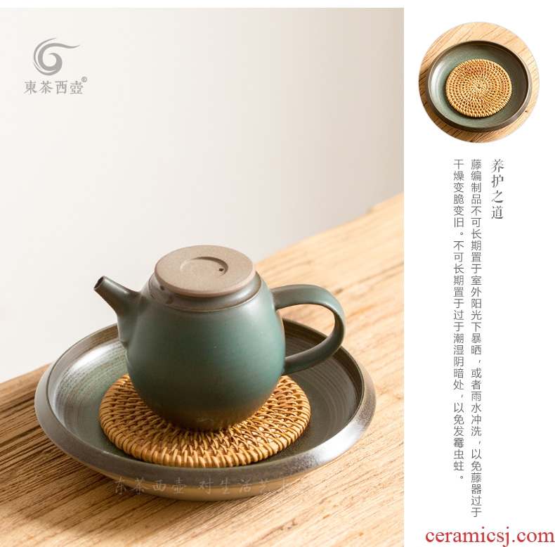 East west tea pot of Japanese dry terms plate antique household ceramic tea pot holder, pot pad, the cane top service up the manual pure ancient earthen POTS bearing