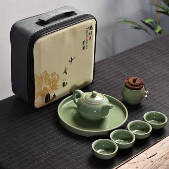 Gorgeous young kung fu tea bag suit portable travel tea set small car travel tea set tea of a complete set of ceramic tea set