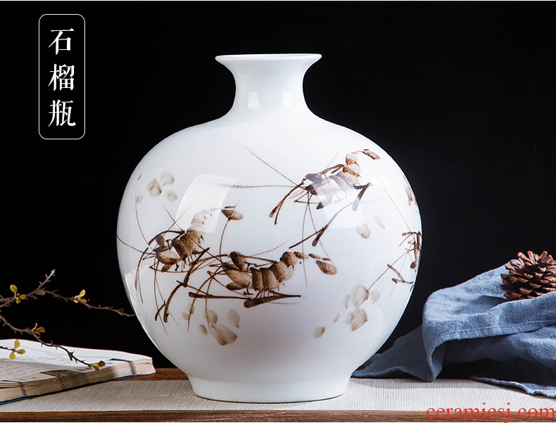 Jingdezhen ceramics hand - made shrimp boring vase wine porch home decoration sitting room TV ark, furnishing articles