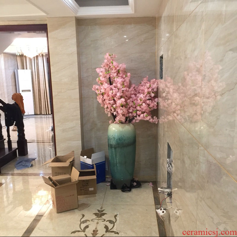 Jingdezhen ceramics of large red vase hotel opening Chinese flower arranging sitting room adornment office furnishing articles - 543535762058