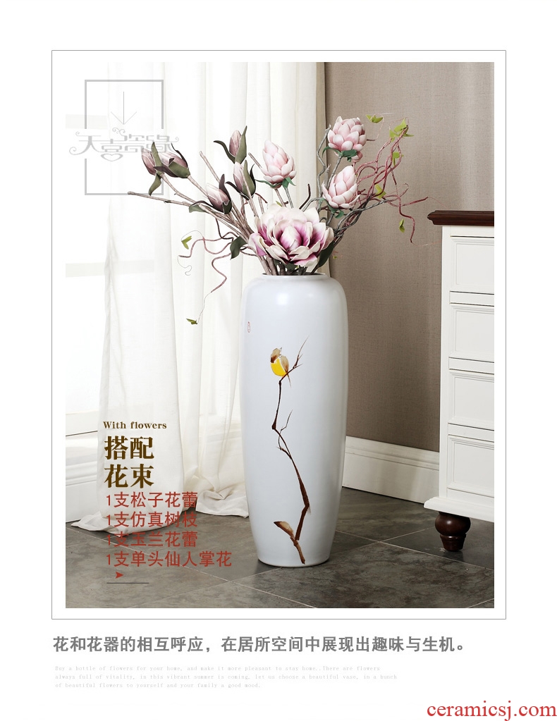 Jingdezhen ceramics powder enamel landing big vase peony flowers prosperous Chinese flower arranging furnishing articles sitting room adornment - 560742272798