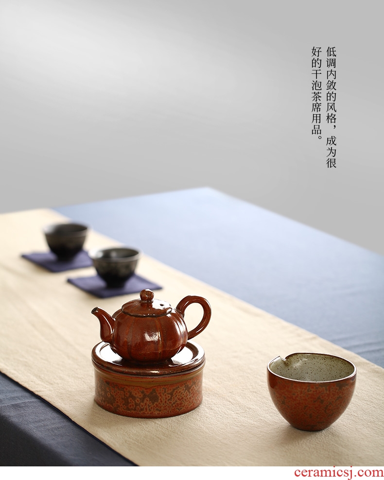 Ultimately responds to restore ancient ways on ceramic up pot dry plate of a pot pad supporting dry tea pot mat with Japanese tea taking zero size