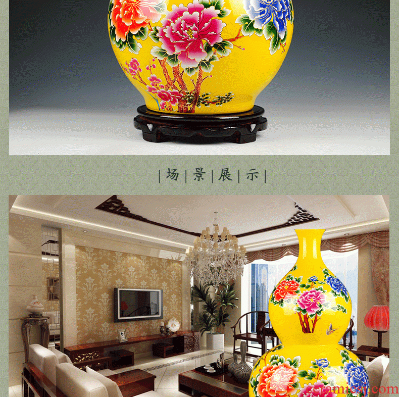 Jingdezhen ceramics China red sitting room of large vase flower arrangement home decoration of Chinese style hotel opening furnishing articles - 45575380251