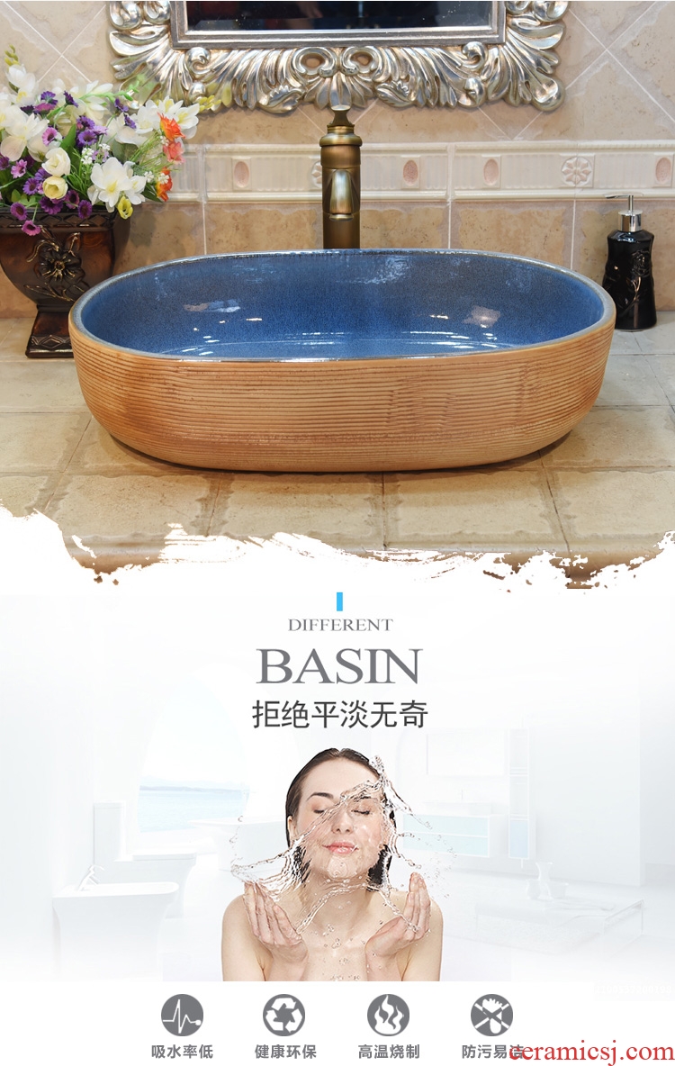 Jingdezhen ceramic lavatory basin basin sink art on elliptic jump cut snowflakes glaze up birdbath