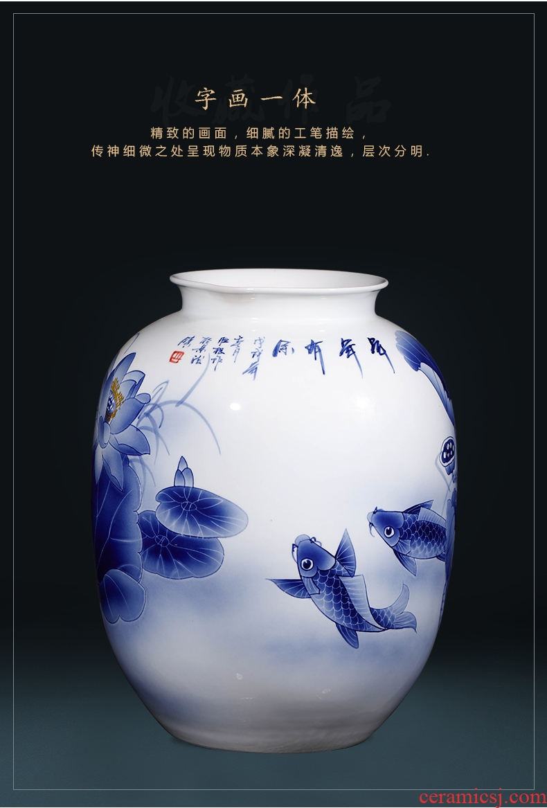 Jingdezhen ceramics hand - made archaize sitting room of large Chinese blue and white porcelain vase furnishing articles home decoration gifts