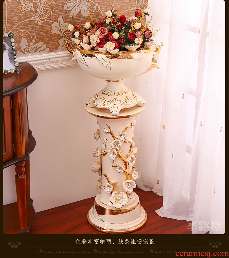 SAN road fort European ceramic dry flower vase furnishing articles furnishing articles sitting room flower arranging household act the role ofing is tasted porcelain decorative vase - 525889616480