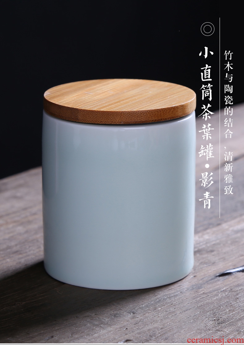 Auspicious industry shadow celadon ceramic POTS awake bamboo caddy fixings seal piggy bank black tea tea pot