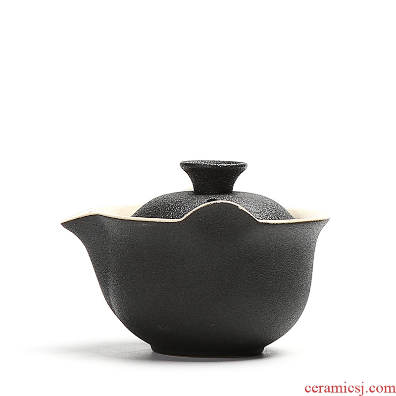 Chen xiang Japanese manual black pottery teapot stone glaze thick black zen tao kung fu tea set hand grasp lid bowl of ceramics