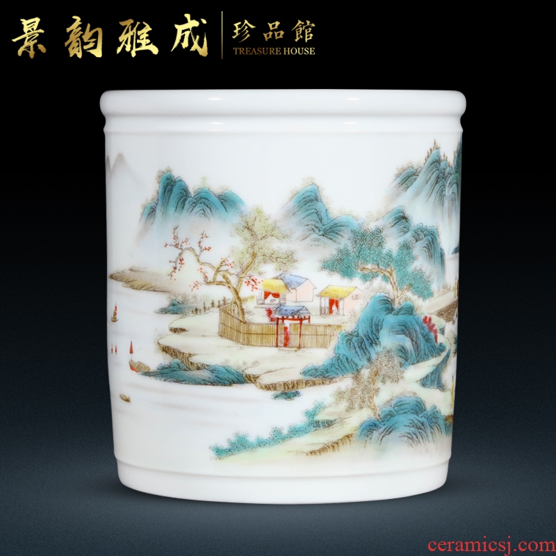 Jingdezhen ceramic vase brush pot of new Chinese style decoration pen pen container handicraft furnishing articles home study office