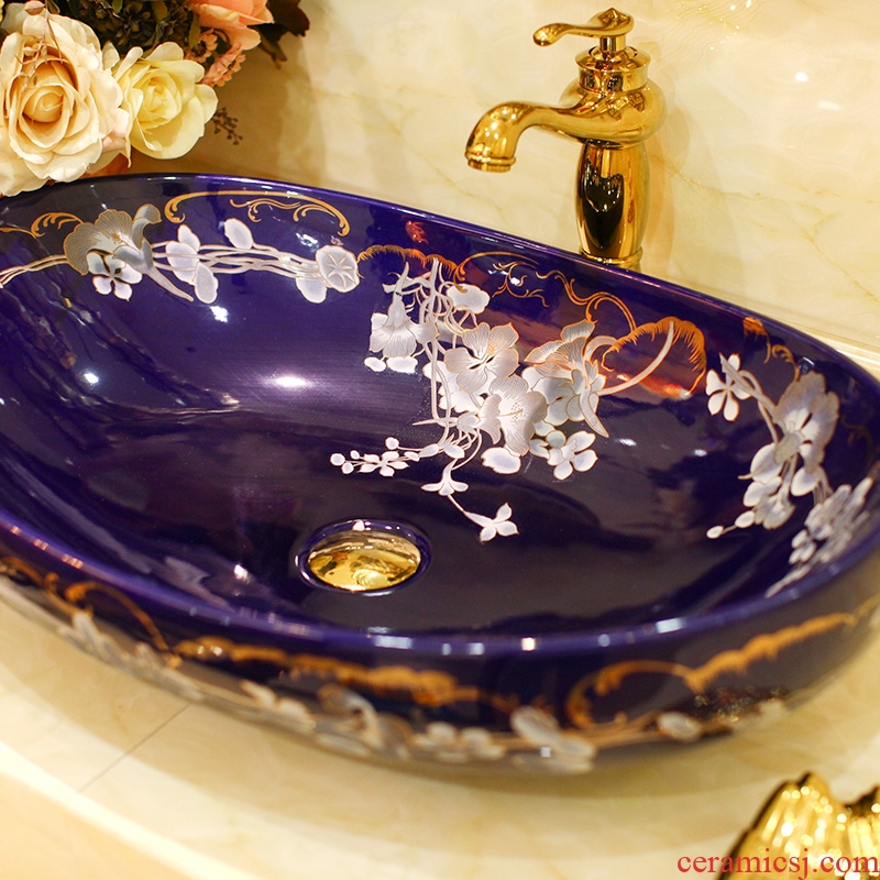 The package mail on bonsai, ceramic lavabo that defend bath lavatory basin, art basin piece of blue