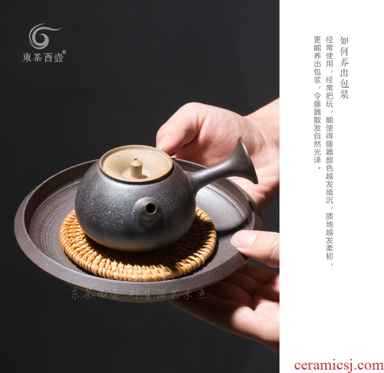 East west tea pot of Japanese dry terms plate antique household ceramic tea pot holder, pot pad, the cane top service up the manual pure ancient earthen POTS bearing