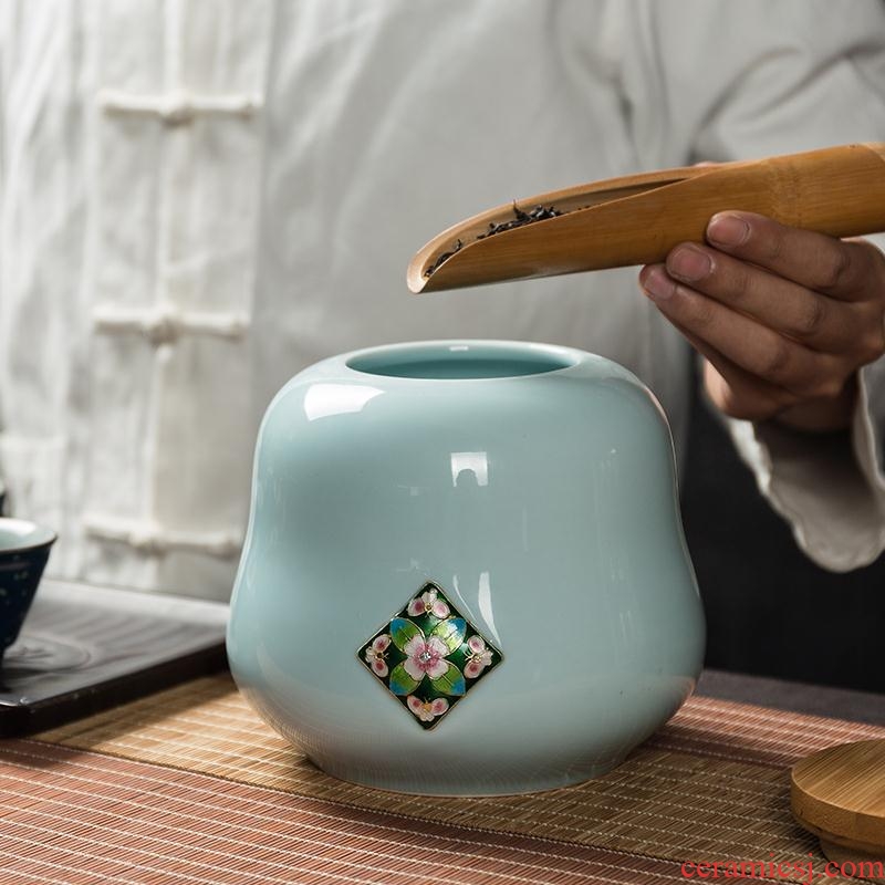 Chen xiang tea set longquan celadon sealed ceramic tea caddy fixings box travel warehouse storage tank pu 'er tea pot POTS
