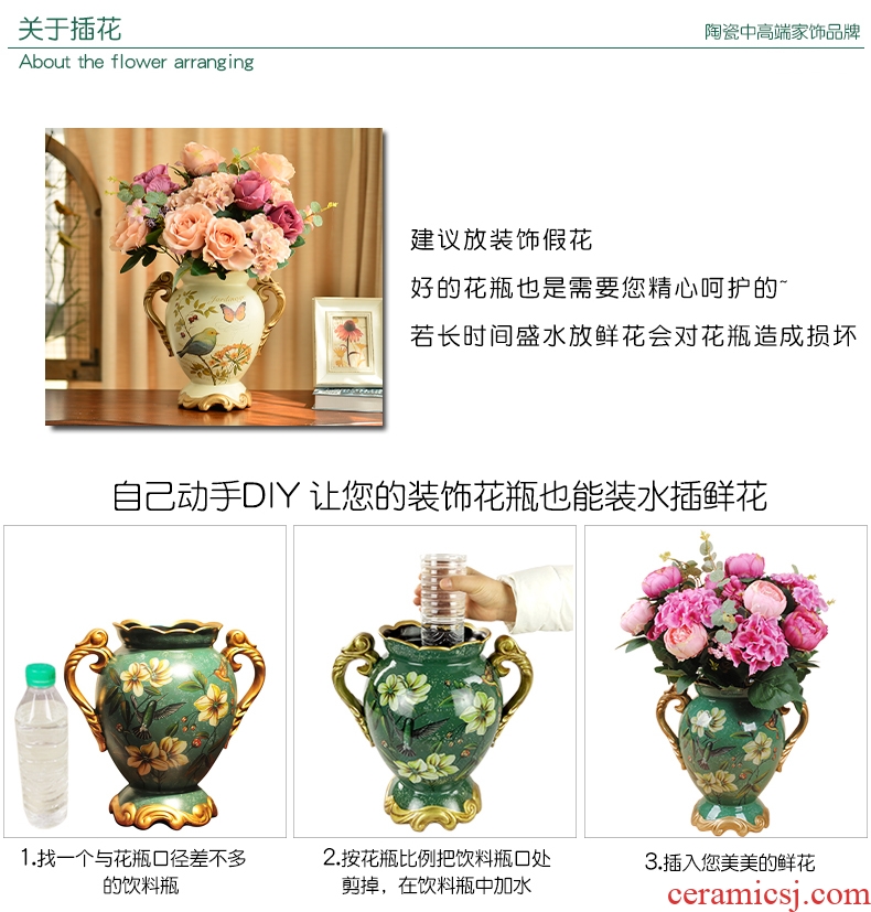 I and contracted creative ceramic extra - large ceramic sitting room hotel villa art vase landing simulation dried flowers - 548426353527